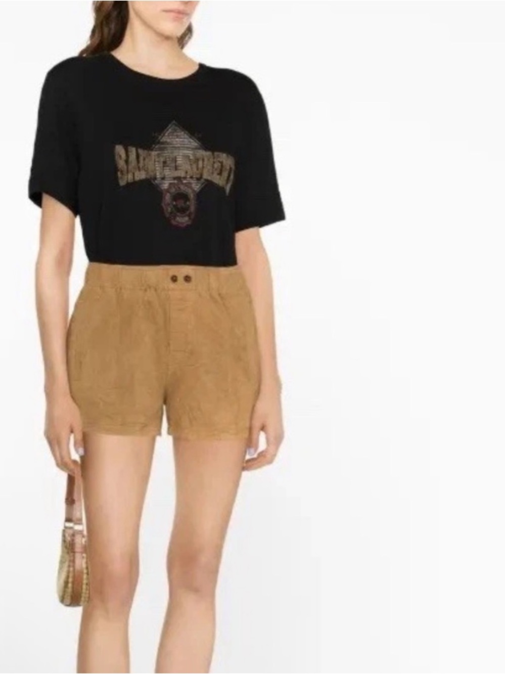 Zadig & Voltaire Paxi Daim Froisse Cognac Brown Suede Leather shorts NWT 38 - Picture 2 of 9